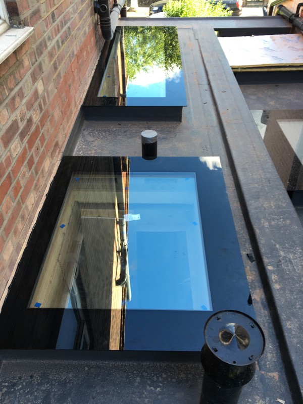Multiple flat roof skylights on extension in Blackheath